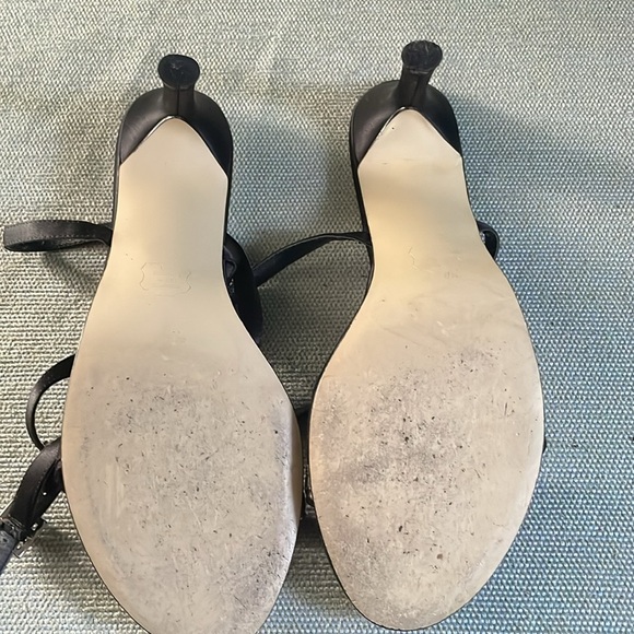 White House Black Market Black  Heels rhinestone buckle and straps 8.5 B - Picture 9 of 9
